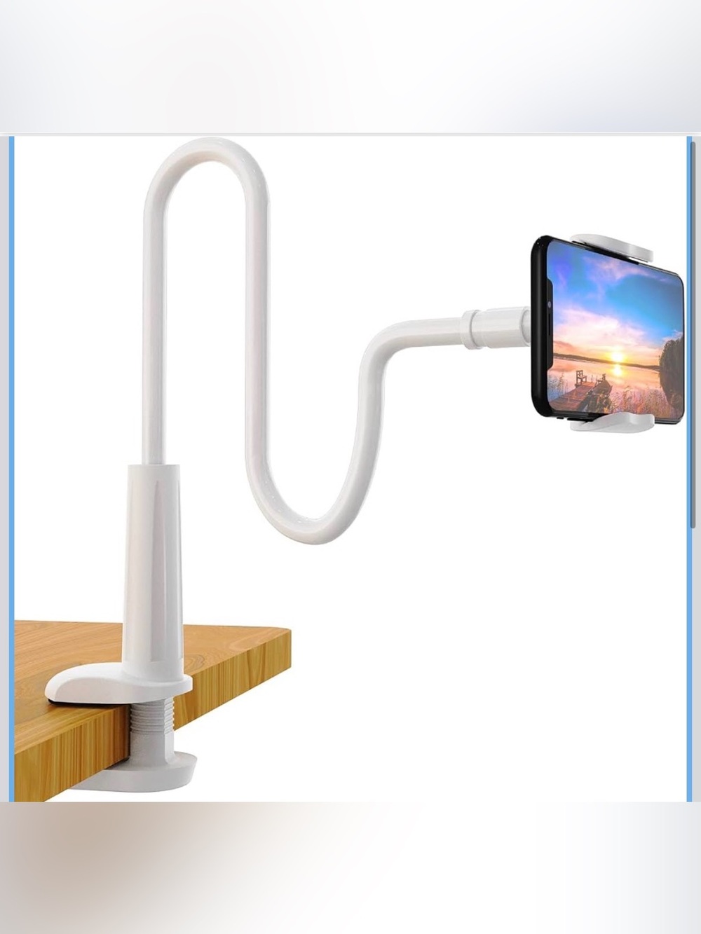Amazon White Flexible Gooseneck Clamp Mount for Phones, phone holder